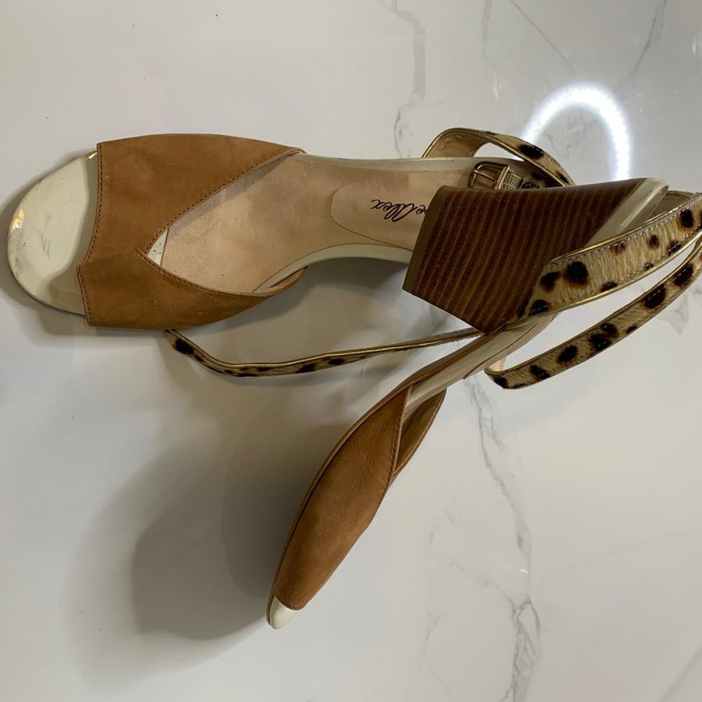 Nude Leopard wedge sandals